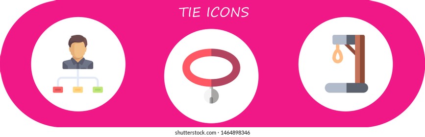 tie icon set. 3 flat tie icons.  Collection Of - boss, collar, gallow