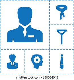 Tie icon. set of 6 tie filled icons such as tie, gear in head