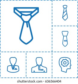 Tie icon. set of 6 tie outline icons such as tie, gear in head