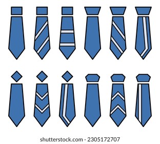 Krawatte Symbol setzt modernes flaches Design auf weißem Hintergrund, Vektorgrafik von Büro, Mode, Business, Vater's Day.	
