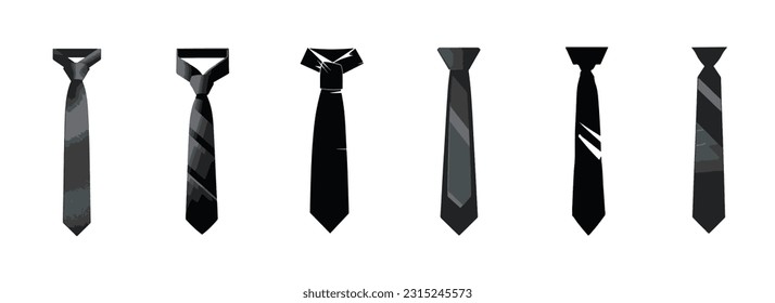 El conjunto de iconos de la corbata. Símbolo de corbata y manto de cuello. Ilustración de vector plano