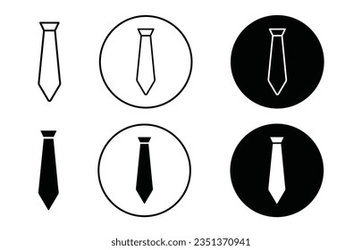 Tie icon set. professional necktie vector symbol in black filled and outlined style. 
