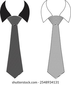 Tie icon set. professional necktie line and flat symbol. businessman suit neck tie vector collection isolated on transparent background. Men and women fashion wear symbol of tie in modern style.