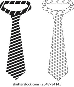 Tie icon set. professional necktie line and flat symbol. businessman suit neck tie vector collection isolated on transparent background. Men and women fashion wear symbol of tie in modern style.