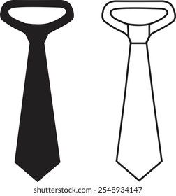 Tie icon set. professional necktie line and flat symbol. businessman suit neck tie vector collection isolated on transparent background. Men and women fashion wear symbol of tie in modern style.