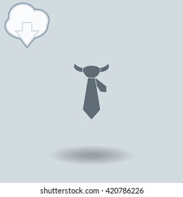 Tie icon with shadow. Cloud of download with arrow.