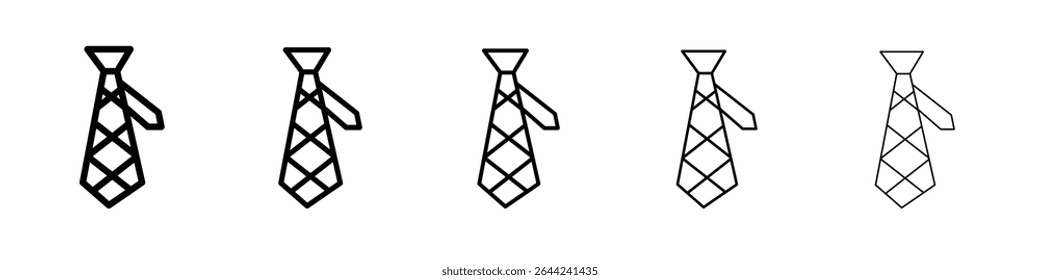 Tie icon thin outline logo mark set