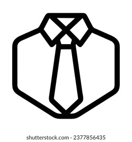 Tie icon, thin outline icon, simple elegant suit, men accessory, vector isolated