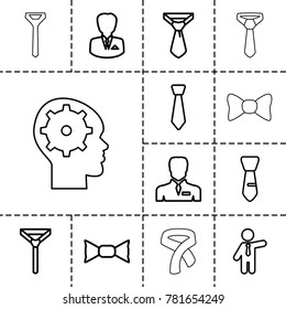 Tie icons. set of 13 editable outline tie icons such as businessman