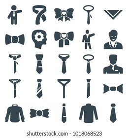 Tie icons. set of 25 editable filled tie icons such as sweater, cravat, businessman, gear in head