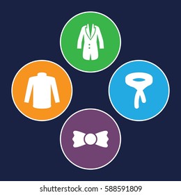 tie icons set. Set of 4 tie filled icons such as sweater