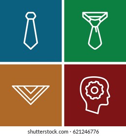 Tie icons set. set of 4 tie outline icons such as tie, cravat