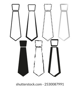 Tie icons set. Fashion accessory outline. Business dress symbol vector. Formal tie collection.