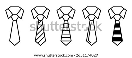 Tie icons set isolated on white background