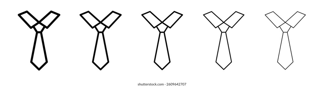 Tie icons vectors set in different stroke lines