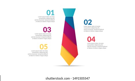 tie Infographic design with options or list. Infographic of fashion business concept for presentations, banner, workflow layout, process diagram, flow chart and how it work