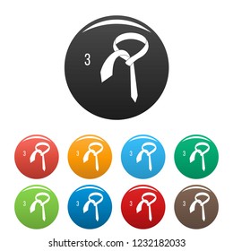 Tie instruction icons set 9 color vector isolated on white for any design
