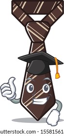 tie isolated graduation hat with on the cartoon