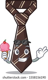 tie isolated with ice cream with on the cartoon