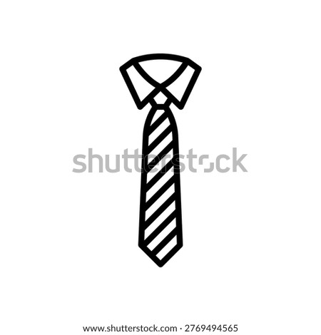 Tie Line Icon, Striped Necktie Symbol for Office Professionalism, Vector Illustration Isolated on White Background.