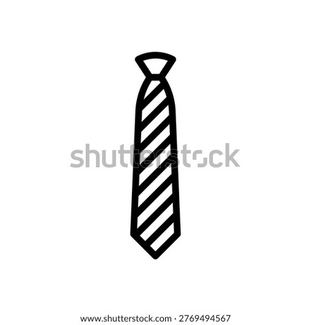Tie Line Icon, Striped Necktie Symbol for Office Professionalism, Vector Illustration Isolated on White Background.