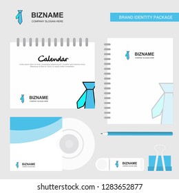 Tie Logo, Calendar Template, CD Cover, Diary and USB Brand Stationary Package Design Vector Template