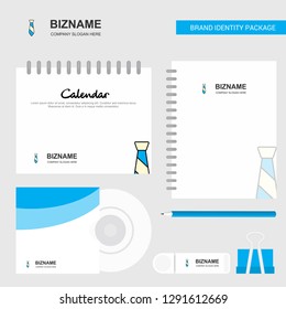 Tie Logo, Calendar Template, CD Cover, Diary and USB Brand Stationary Package Design Vector Template