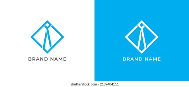 Tie Logo Concept sign icon symbol Design Line Art Style. Box, Square, Business Logotype. Vector illustration logo template