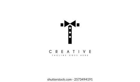 tie logo design inspiration . business logo template . letter T shaping tie . letter T for tie logo template