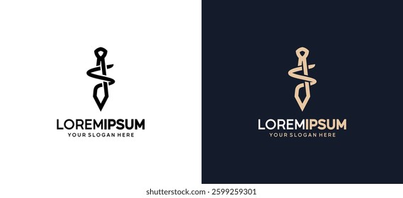 Tie logo with thick lines and letter s combination