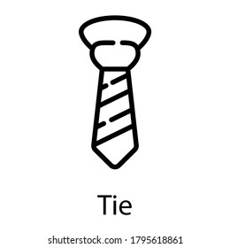 tie, neck wear line icon isolated on white background 