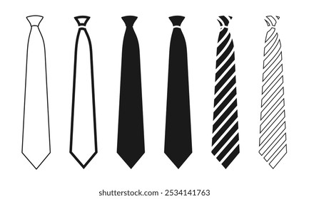 tie or necktie icon set vector illustration isolated on white background.