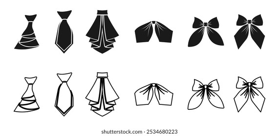 tie or necktie icon set for woman. vector illustration isolated on white background.