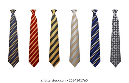 tie or necktie set. modern and trendy style of necktie. vector illustration isolated on white background.