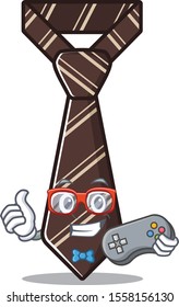 tie with the on mascot shape holding gamer