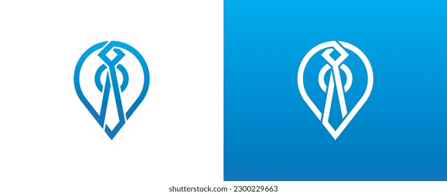 Tie Pin Location Finder Logo Concept sign icon symbol Element Design. Marketing, Business, Finance, Corporate Logotype. Vector illustration template