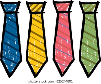 tie set doodle in grunge style