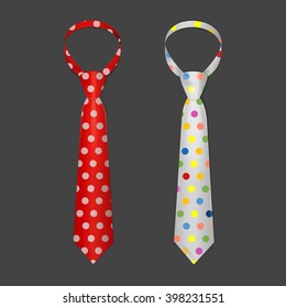 Tie Set with Spots on a Dark Background. Vector illustration