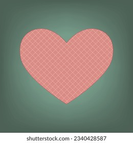 Tie sign. Apricot Icon with Brick Red parquet floor graphic pattern on a Ebony background. Feldgrau. Green. Illustration.