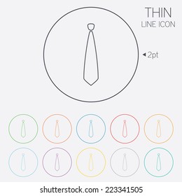 Tie sign icon. Business clothes symbol. Thin line circle web icons with outline. Vector