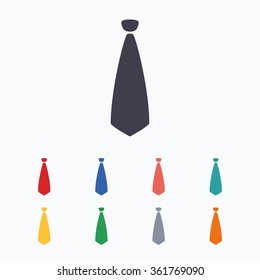 Tie sign icon. Business clothes symbol. Colored flat icons on white background.
