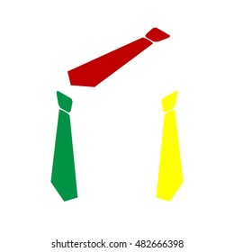 Tie sign illustration. Isometric style of red, green and yellow icon.