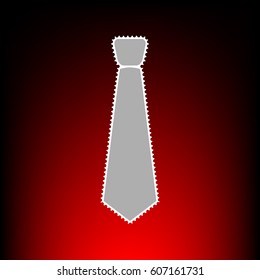 Tie sign illustration. Postage stamp or old photo style on red-black gradient background.