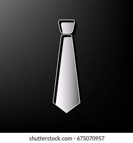 Tie sign illustration. Vector. Gray 3d printed icon on black background.