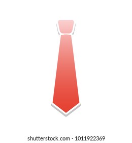 Tie sign illustration. Vector. Reddish icon with white and gray shadow on white background. Isolated.