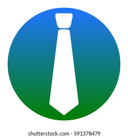 Tie sign illustration. Vector. White icon in bluish circle on white background. Isolated.