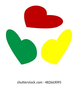 Tie sign. Isometric style of red, green and yellow icon.