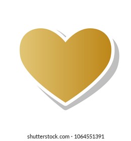 Tie sign. Vector. Golden gradient icon with white contour and rotated gray shadow at white background.