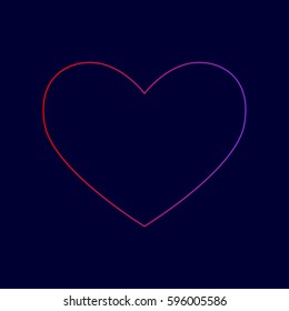 Tie sign. Vector. Line icon with gradient from red to violet colors on dark blue background.