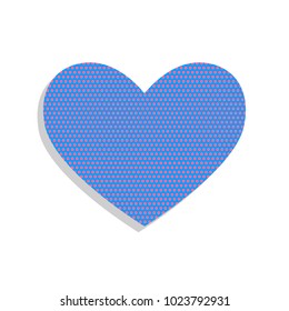 Tie sign. Vector. Neon blue icon with cyclamen polka dots pattern with light gray shadow on white background. Isolated.